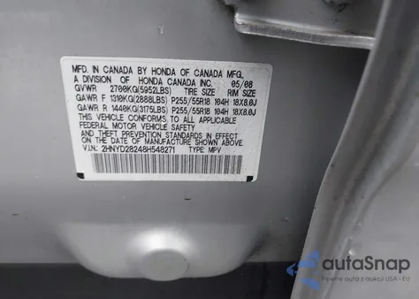 2008 Acura Mdx from USA, damaged, VIN 2HNYD28248H548271